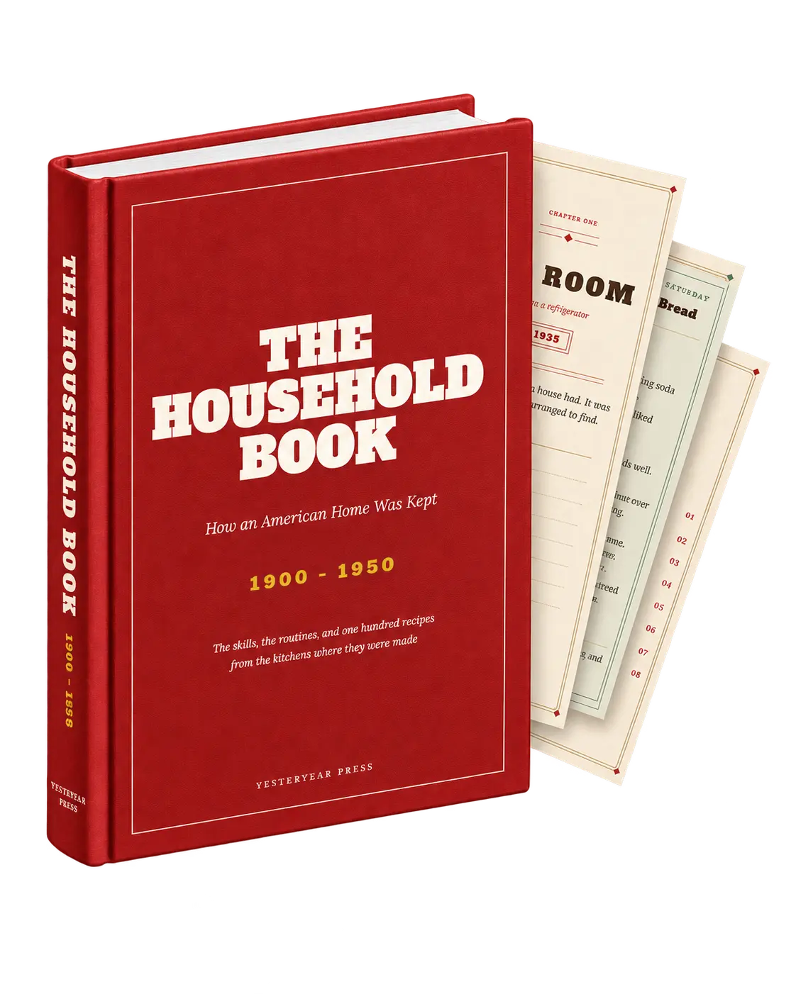 Three-dimensional mockup of The Household Book with interior pages